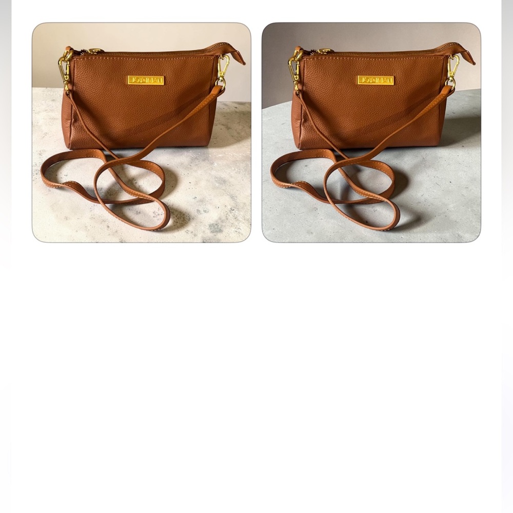 Joy & Iman Alexandria Leather Tan Tote with Matching Crossbody - Everyday Chic - Picture 12 of 12